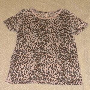 Free People Pink, Coral & Grey Leopard Print Short Sleeve Women's Top - Pink